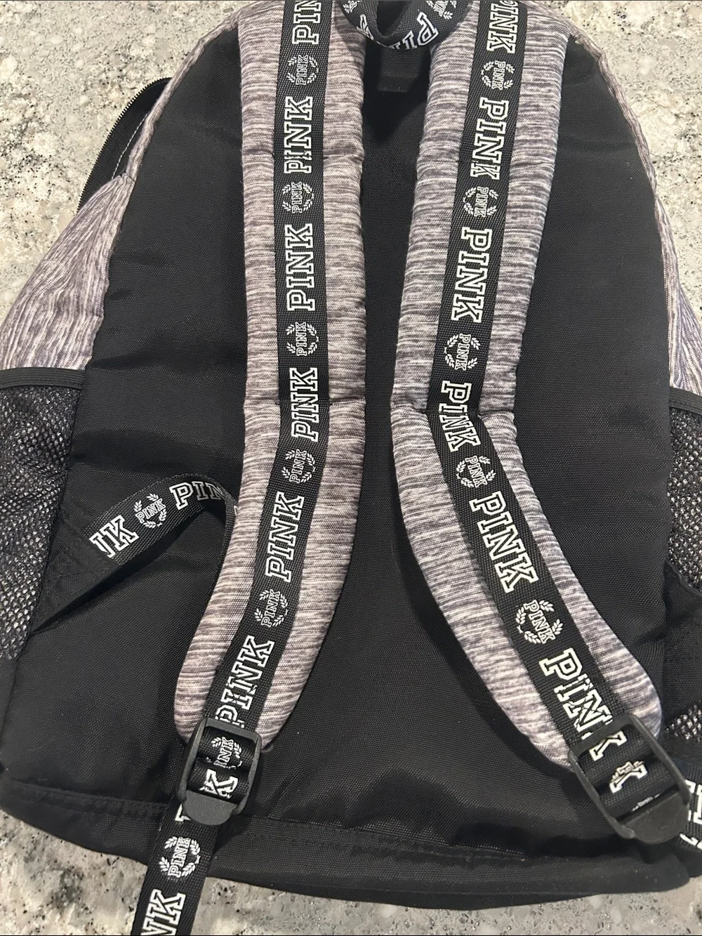 PINK Victoria's Secret Heather Gray & Black Logo Backpack